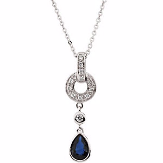 64486:60009:P Genuine Blue Sapphire & Diamond Necklace