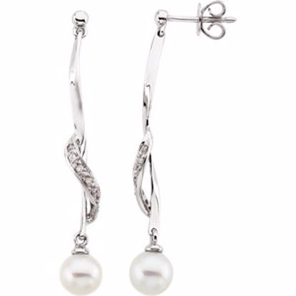 62781:2780700:P 14kt White Freshwater Cultured Pearl & .07 CTW Diamond Earrings