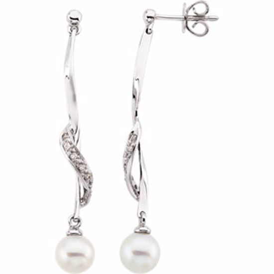 62781:2780700:P 14kt White Freshwater Cultured Pearl & .07 CTW Diamond Earrings