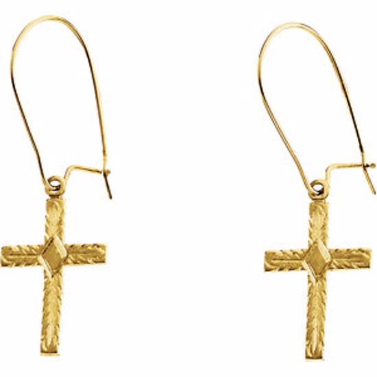 R16513:2804240:P 14kt Yellow Cross Earrings