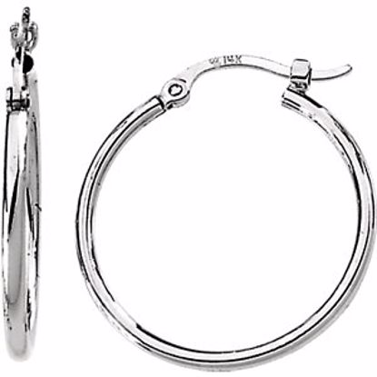 2826:2724950:P 14kt White 22mm Round Tube Hoop Earrings