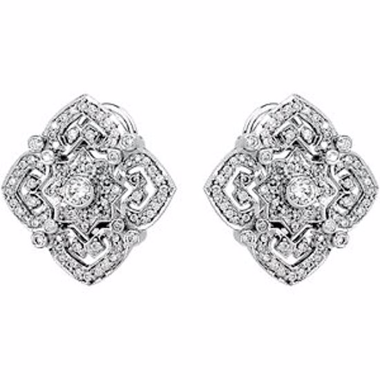 61225:2463260:P 14kt White 1 CTW Diamond Earrings