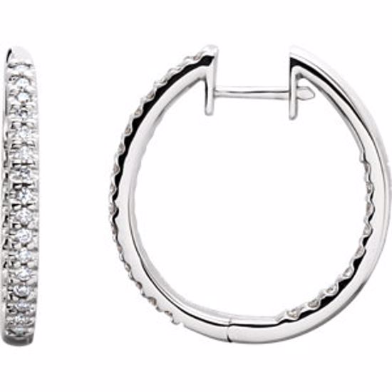 61378:2594490:P 14kt White 1/2 CTW Diamond Hinged Inside/Outside Hoop Earrings