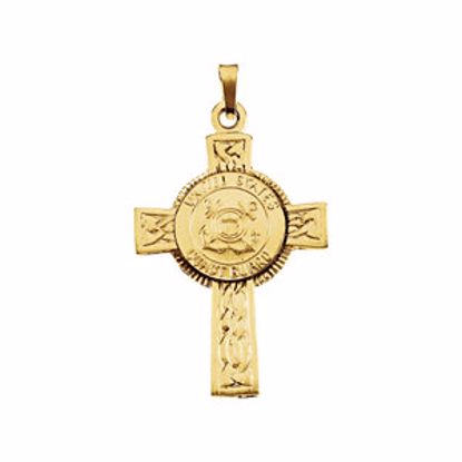 R42062:300006:P 14kt Yellow 28.5x20.75mm U.S. Coast Guard Cross Pendant