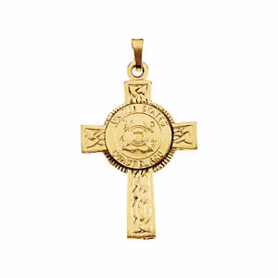 R42062:300006:P 14kt Yellow 28.5x20.75mm U.S. Coast Guard Cross Pendant