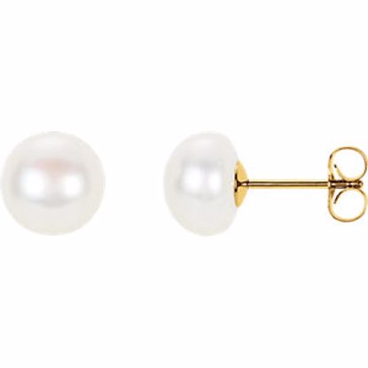 61661:2533690:P 14kt Yellow Freshwater Cultured Pearl Earrings