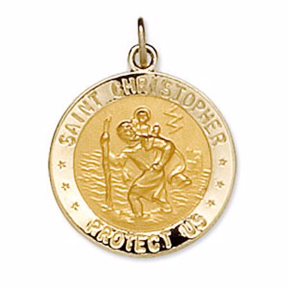 R41579:300011:P 14kt Yellow 18mm Round St. Christopher U.S. Marine Corps Medal