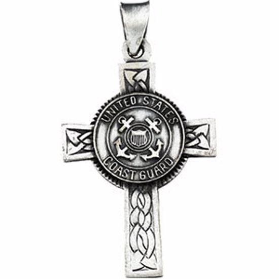 R42062:1004:P Sterling Silver 28.5x20.75 U.S. Coast Guard Cross Pendant