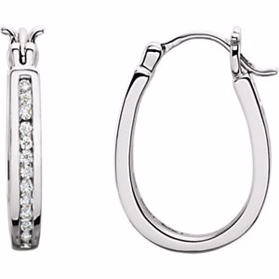 62190:2635450:P 14kt White 1/3 CTW Diamond Inside/Outside Hoop Earrings 