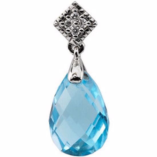 64573:10004:P 14kt Whtite Swiss Blue Topaz & .04 CTW Diamond Pendant