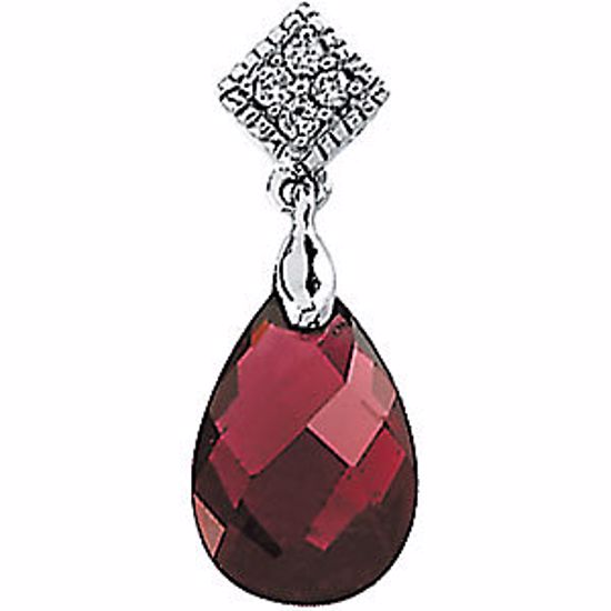 64577:10016:P 14kt White Brazilian Garnet & .04 CTW Diamond Pendant