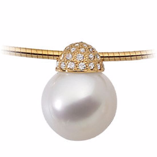 64588:289225:P 18kt Yellow South Sea Cultured Pearl & 1/3 CTW Diamond Necklace