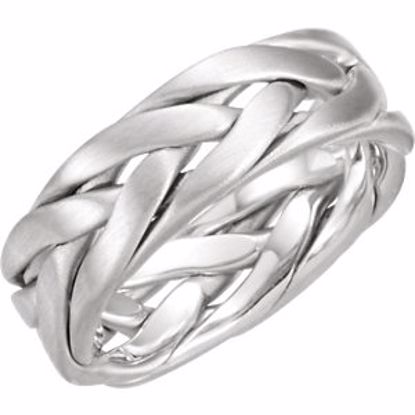 50628:10005:P 14kt White 6.5mm Hand Woven Band Size 7.00