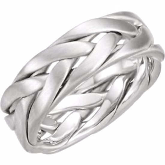 50628:10005:P 14kt White 6.5mm Hand Woven Band Size 7.00