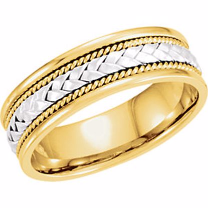 50636:40020:P 14kt White & Yellow 6.75mm Hand Woven Band Size 5