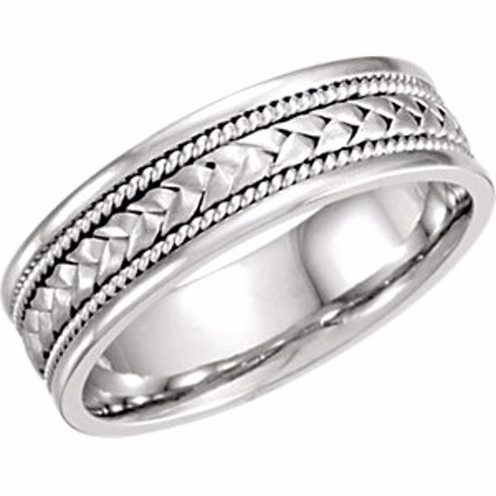 50633:100400:P 14kt White 6.75mm Handwoven Band Size 8
