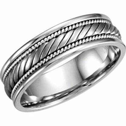 50634:100200:P 14kt White 6.75mm Hand Woven Band Size 6