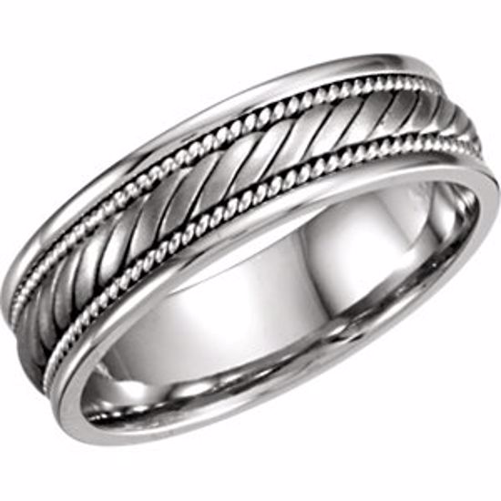 50634:100500:P 14kt White 6.75mm Hand Woven Band Size 9
