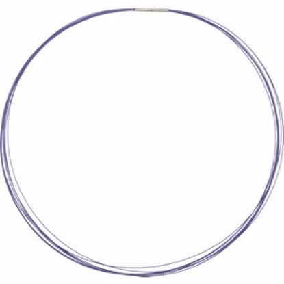 CH737:305669:P Stainless Steel/Purple-Coated 7-Strand Cable 18" Chain with 14kt White Clasp