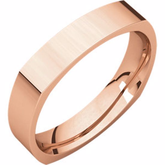 SQR7:254151:P 14kt Rose 4mm Square Comfort Fit Band
