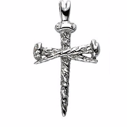 R8293KIT:300025:P Sterling Silver 26x18.25mm Nail Design Cross Pendant