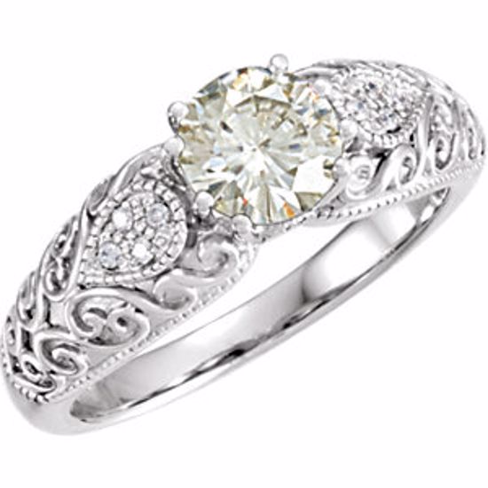 64599:280012:P 14kt White Forever Classic™ Moissanite & .05 CTW Diamond Engagement Ring