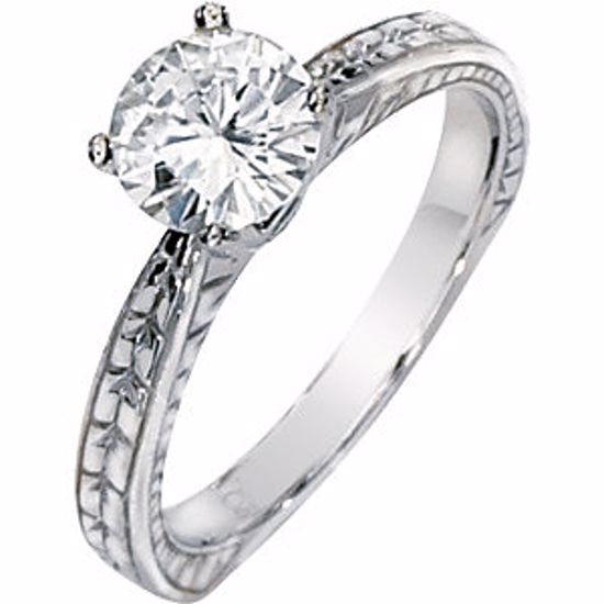 64602:137105:P 14kt White Forever Classic™ Moissanite 4-Prong Engagement Ring