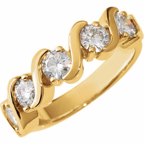 64607:50781:P 14kt Yellow Forever Classic™ Moissanite 5-Stone Anniversary Ring