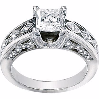 64612:280028:P 14kt White Forever Classic™ Moissanite & Diamond Engagement Ring