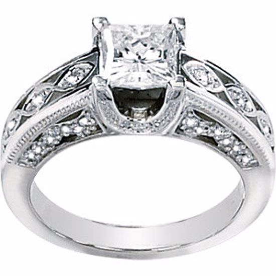 64612:280028:P 14kt White Forever Classic™ Moissanite & Diamond Engagement Ring