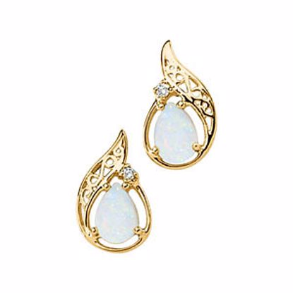 60837:2627980:P Opal Cabochon & Diamond Earrings