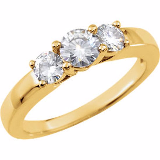 64717:270017:P 14kt Yellow Forever Classic™ Moissanite 3-Stone Anniversary Ring