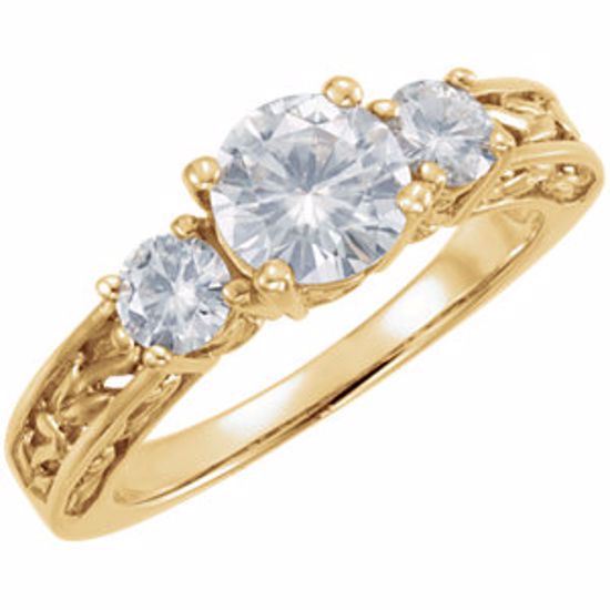 64730:100100:P Charles & Colvard Moissanite® 3-Stone Anniversary Ring
