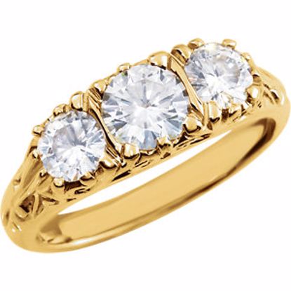 64731:100100:P Charles & Colvard Moissanite® 3-Stone Anniversary Ring