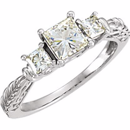 64736:100100:P Charles & Colvard Moissanite® 3-Stone Anniversary Ring