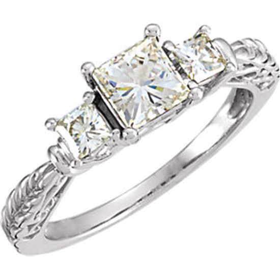 64736:100100:P Charles & Colvard Moissanite® 3-Stone Anniversary Ring