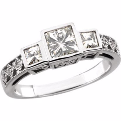 64737:100100:P Charles & Colvard Moissanite® & Diamond 3-Stone Anniversary Band