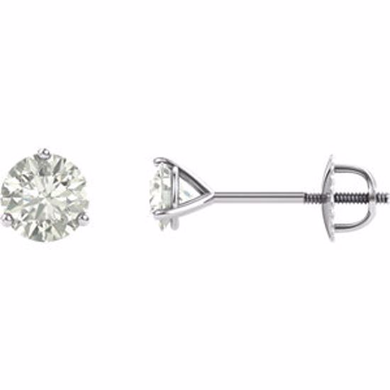 64846:291291:P Charles & Colvard Moissanite® 3-Prong Threaded Post Stud Earrings