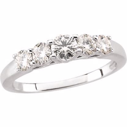 64606:100100:P 14kt White Forever Classic™ Moissanite 5-Stone Anniversary Ring