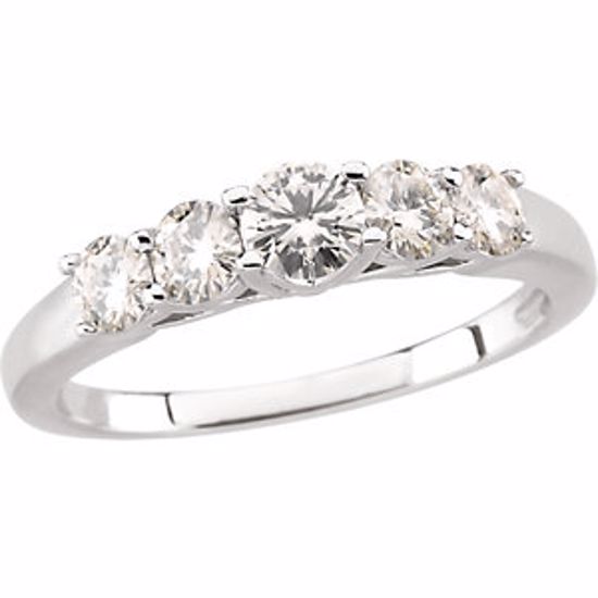 64606:100100:P 14kt White Forever Classic™ Moissanite 5-Stone Anniversary Ring