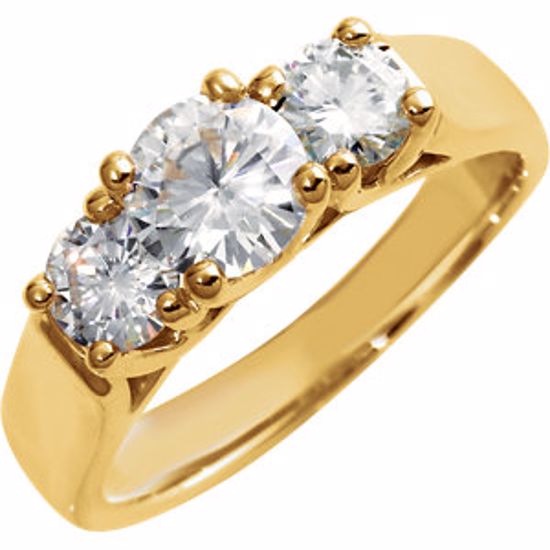 64718:100300:P Charles & Colvard Moissanite® 3-Stone Annivesary Ring