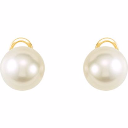 64817:100120:P 18kt Yellow 14mm Near Round South Sea Cultured Fashion Pearl Earrings