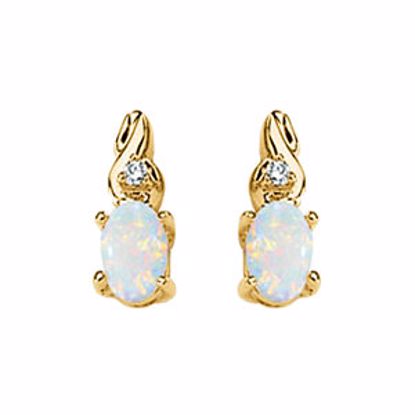 60824:2628540:P 14kt Yellow Opal & .03 CTW Diamond Earrings