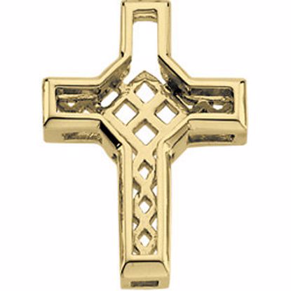 R42005:305496:P 14kt Yellow 20.5x16.5mm Outside Cross Frame Pendant