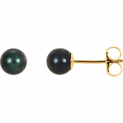 61104:2619680:P 14kt Yellow 5mm Black Akoya Cultured Pearl Earrings