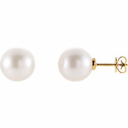 63484:2939960:P 14kt Yellow 14mm Round South Sea Pearl Earrings