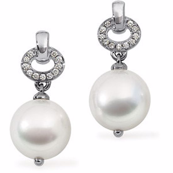 64326:1006000:P 18 Palladium White 1/6 CTW Diamond & 11.5mm South Sea Cultured Pearl Earrings