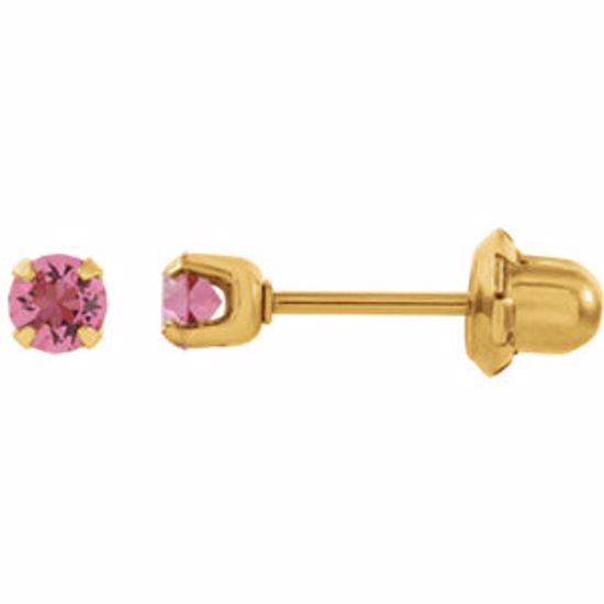 21526:2320200:P 24kt Yellow with Stainless Steel Solitaire "October" Birthstone Piercing Earrings