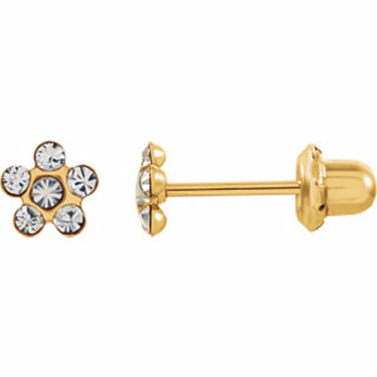 21527:2316040:P 14kt Yellow Imitation "April" Youth Birthstone Flower Inverness Piercing Earrings