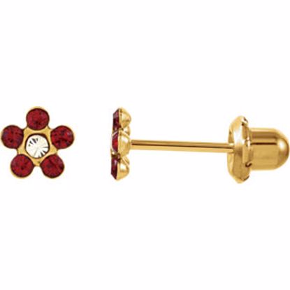 21527:2316070:P 14kt Yellow Imitation "July" Youth Birthstone Flower Inverness Piercing Earrings